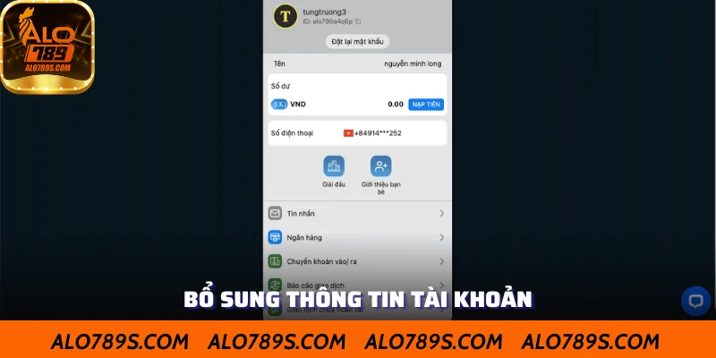 Bổ sung thông tin tài khoản
